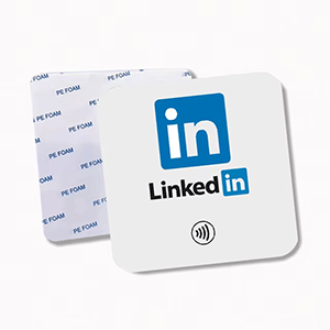 Plaque autocollante NFC LinkedIn 10 x 10 cm
