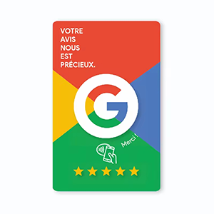Carte NFC Google Avis en couleur 8,5 x 5,4 cm
