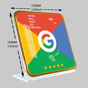 Présentoir de Table Premium NFC Google Avis 10 x 10 cm